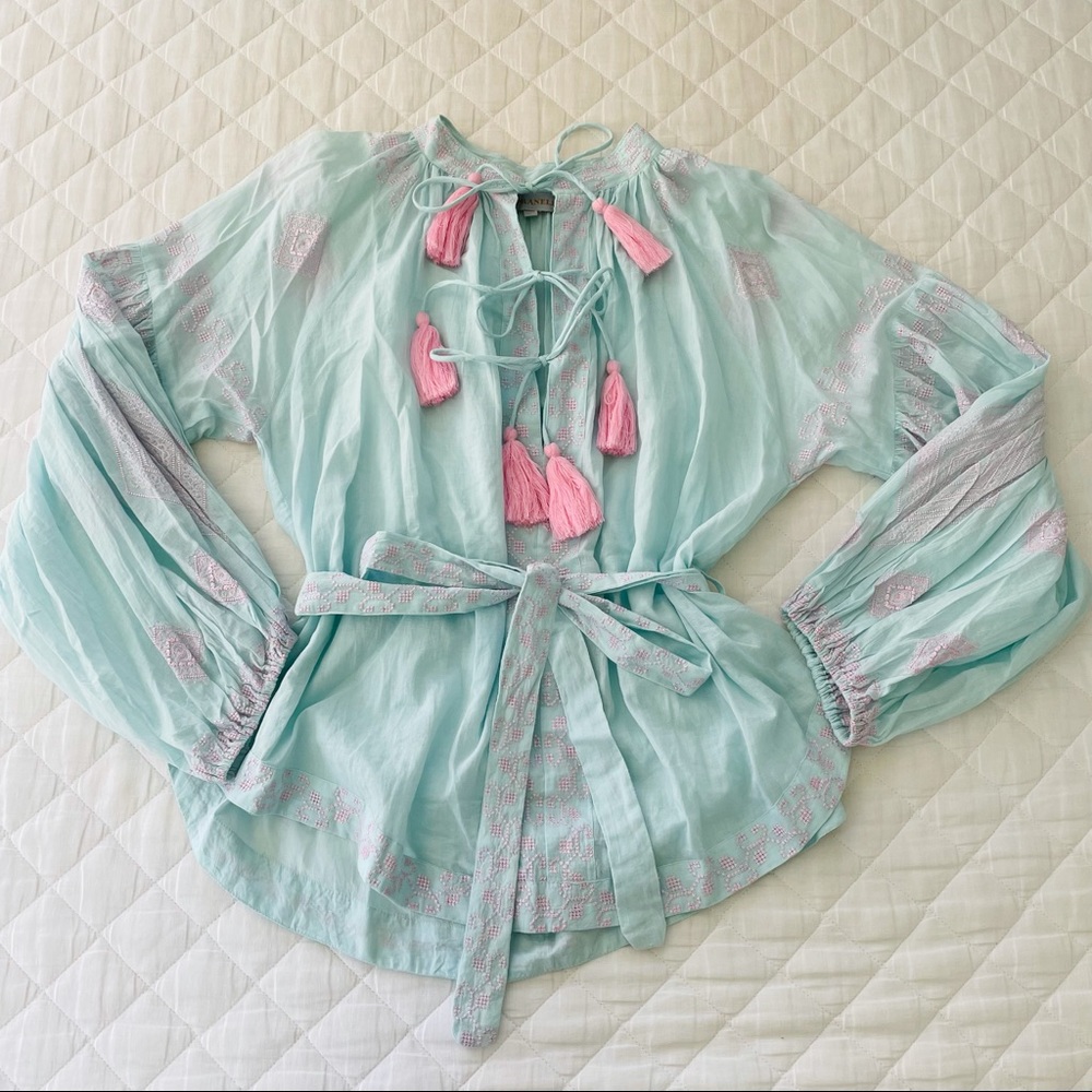 Pranella Rex Blouse In Aqua View 2